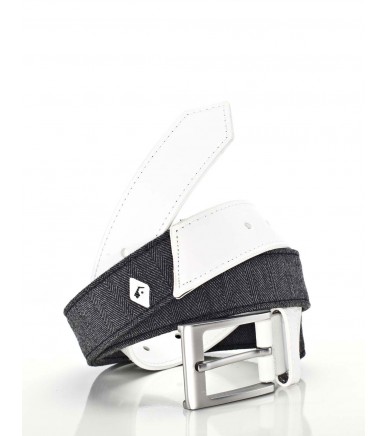 TIE BELT DARK GREY HERRINGBONE